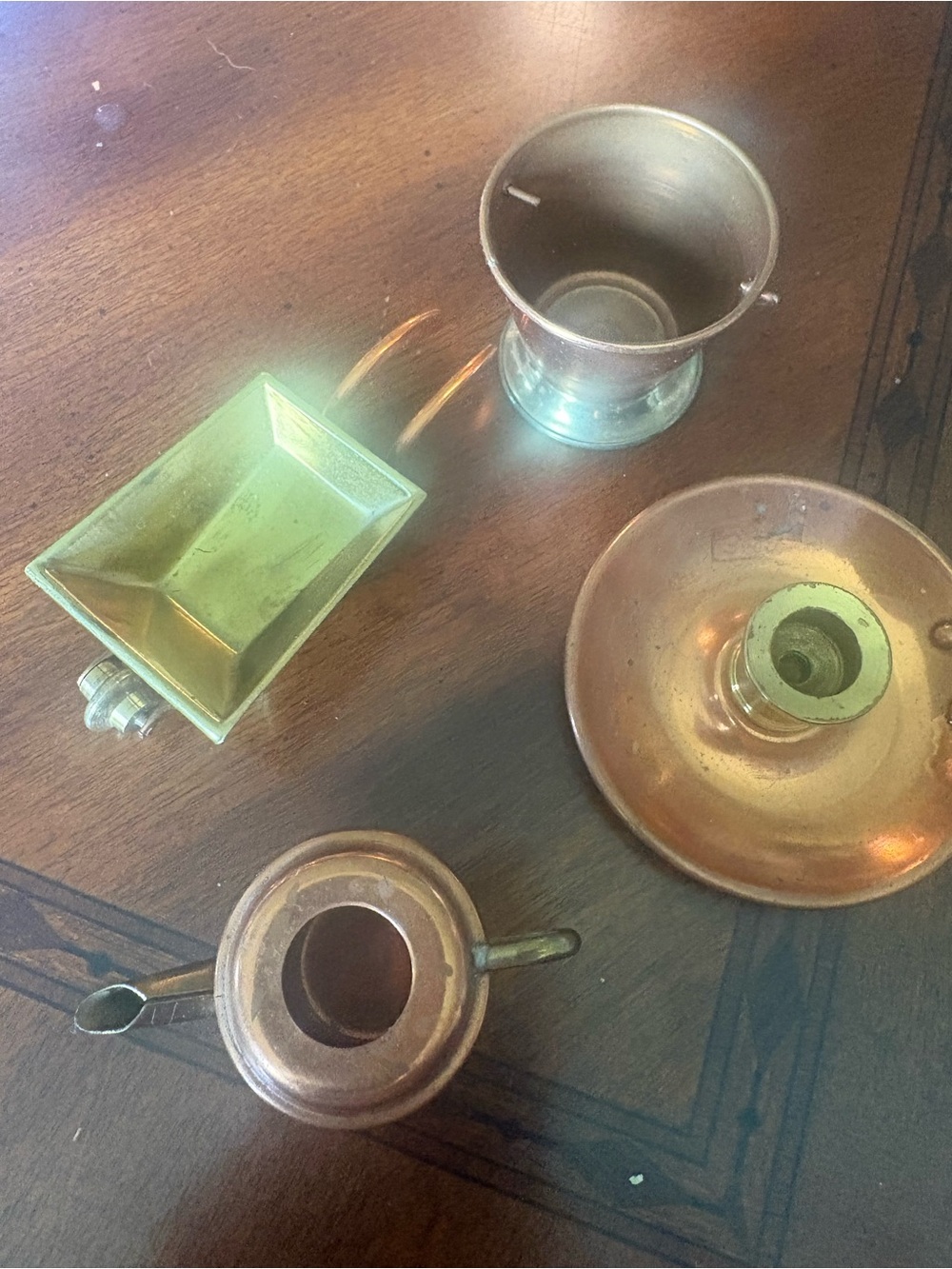 Mini Vintage Copper Tone Home Accent Set - Classic Brass Finish